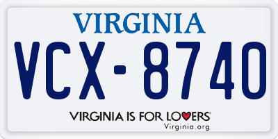 VA license plate VCX8740