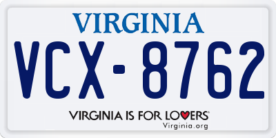 VA license plate VCX8762