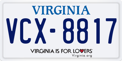 VA license plate VCX8817