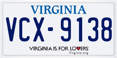 VA license plate VCX9138