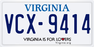 VA license plate VCX9414