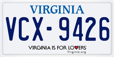 VA license plate VCX9426