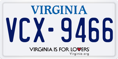 VA license plate VCX9466