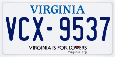 VA license plate VCX9537
