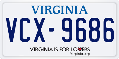 VA license plate VCX9686