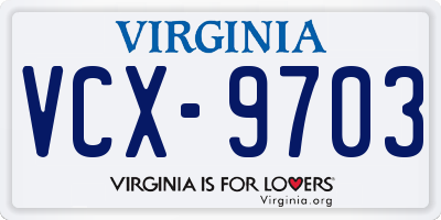 VA license plate VCX9703