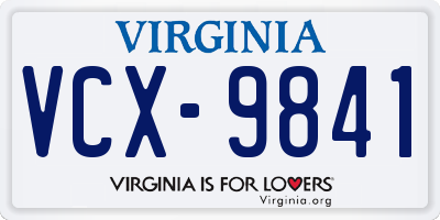 VA license plate VCX9841