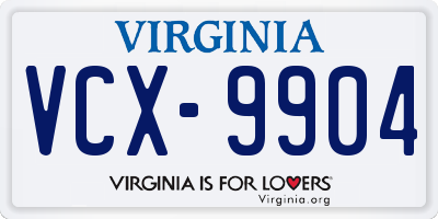 VA license plate VCX9904