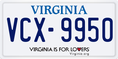 VA license plate VCX9950