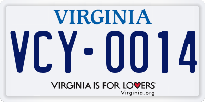 VA license plate VCY0014