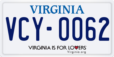 VA license plate VCY0062