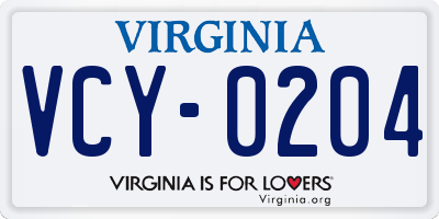 VA license plate VCY0204