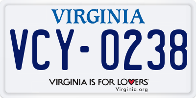 VA license plate VCY0238