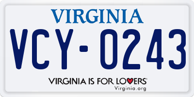 VA license plate VCY0243
