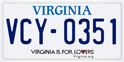 VA license plate VCY0351