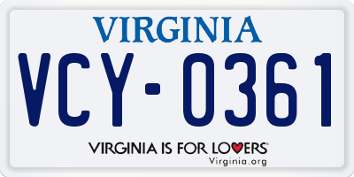 VA license plate VCY0361