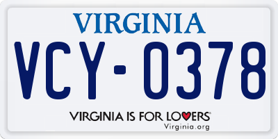 VA license plate VCY0378