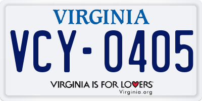 VA license plate VCY0405