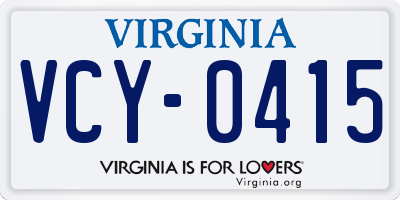 VA license plate VCY0415
