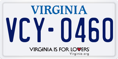 VA license plate VCY0460