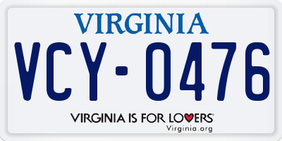 VA license plate VCY0476