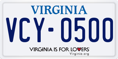 VA license plate VCY0500