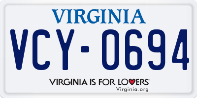 VA license plate VCY0694