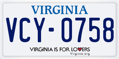 VA license plate VCY0758