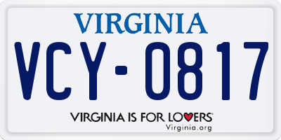 VA license plate VCY0817