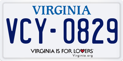VA license plate VCY0829