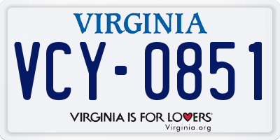 VA license plate VCY0851