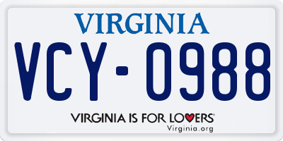 VA license plate VCY0988