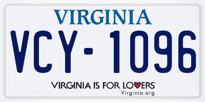 VA license plate VCY1096