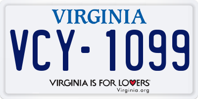 VA license plate VCY1099