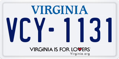 VA license plate VCY1131
