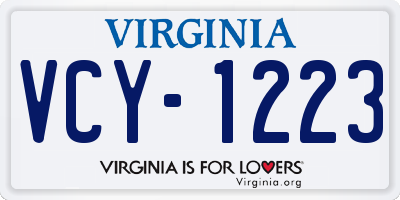 VA license plate VCY1223