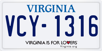 VA license plate VCY1316