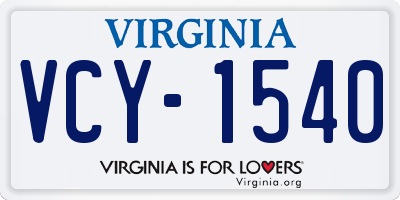 VA license plate VCY1540