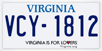 VA license plate VCY1812