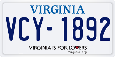 VA license plate VCY1892