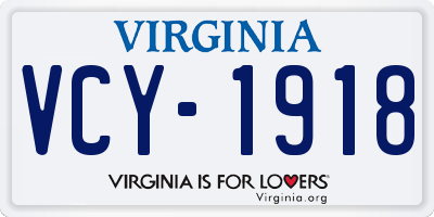 VA license plate VCY1918