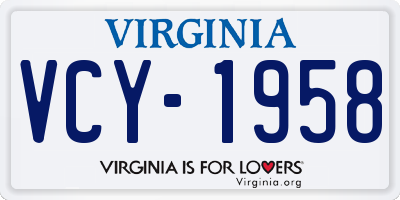 VA license plate VCY1958