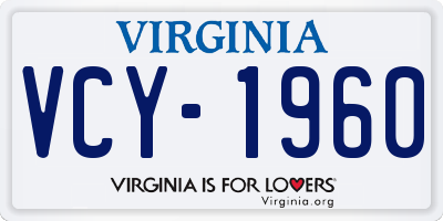 VA license plate VCY1960