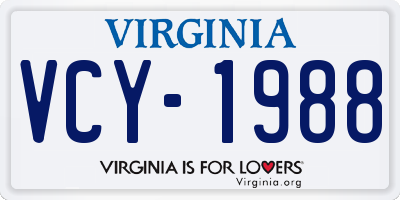 VA license plate VCY1988