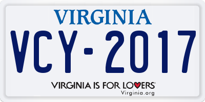 VA license plate VCY2017
