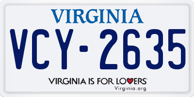 VA license plate VCY2635