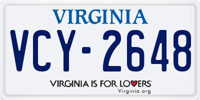 VA license plate VCY2648