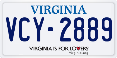 VA license plate VCY2889