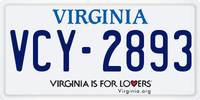 VA license plate VCY2893