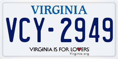 VA license plate VCY2949